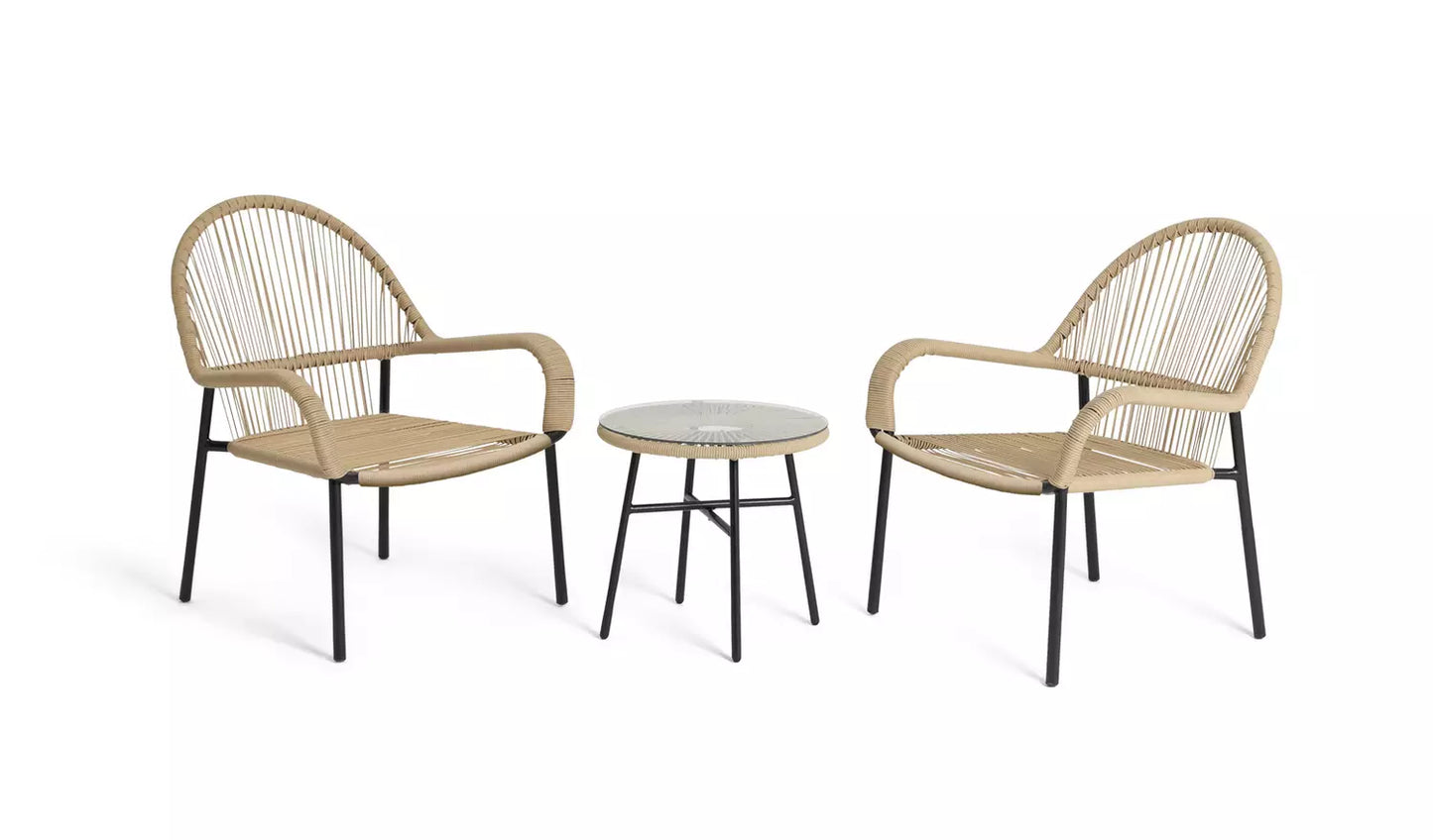 Habitat Java 2 Seater Metal Garden Bistro Set - Natural