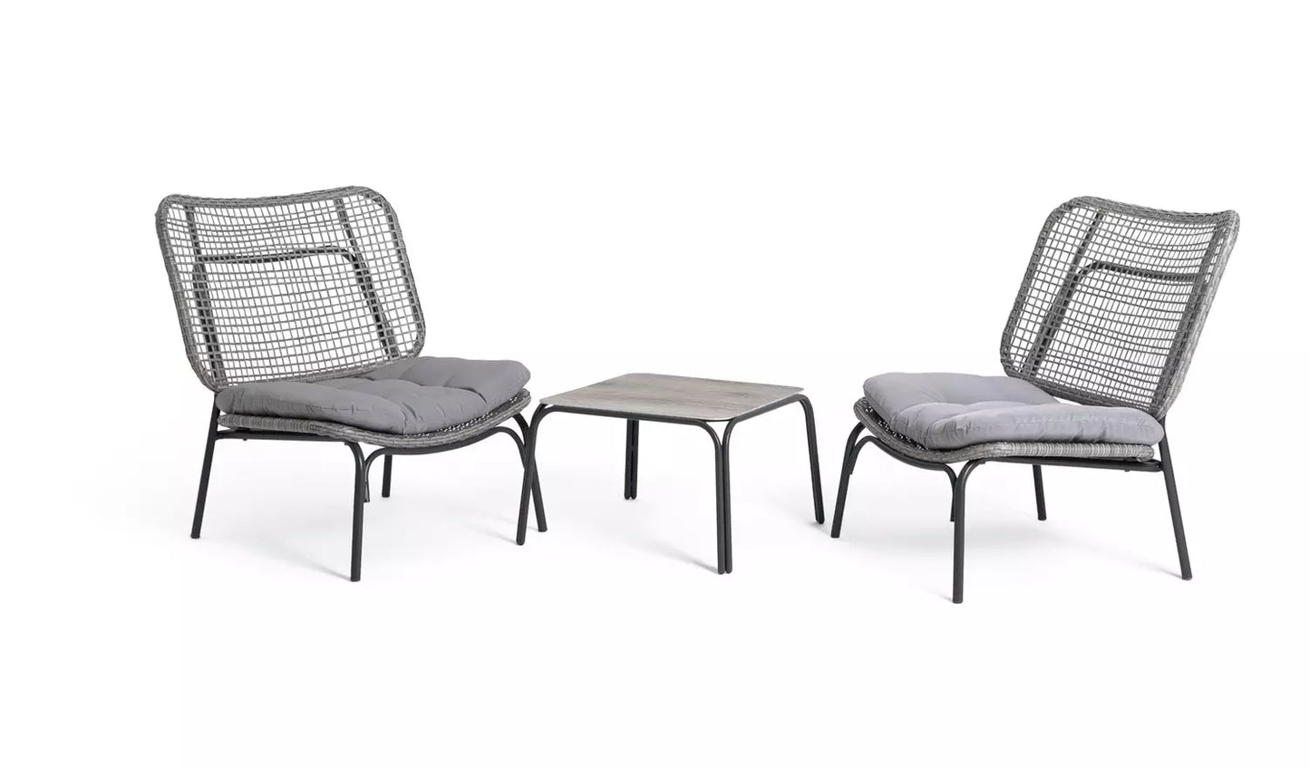 Habitat Nora 2 Seater Metal Garden Bistro Set - Grey