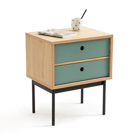 NYJO BEDSIDE TABLE WITH 2 REVERSIBLE DRAWERS, 30x40x48cm