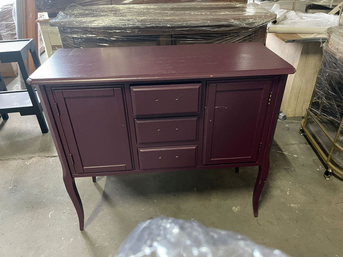 Maroon Console Table with Storage, 85x100x45cm