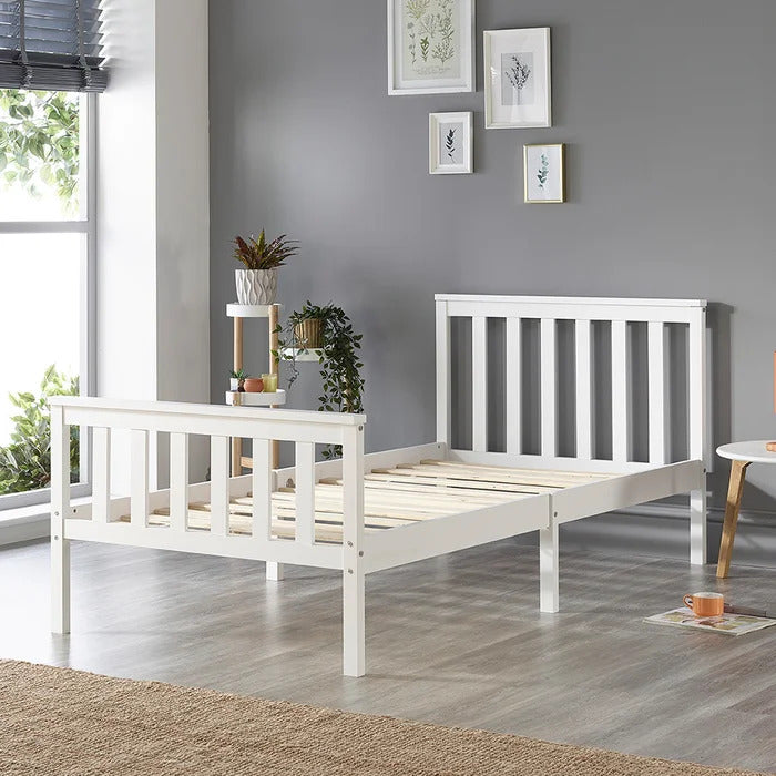 Aadi Solid Wood Shaker Bed Frame, Single, 98x209cm