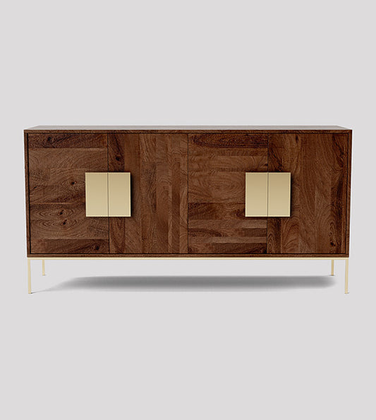Banner Sideboard, Light Brown Mango Wood & Brass, 75x147x43cm