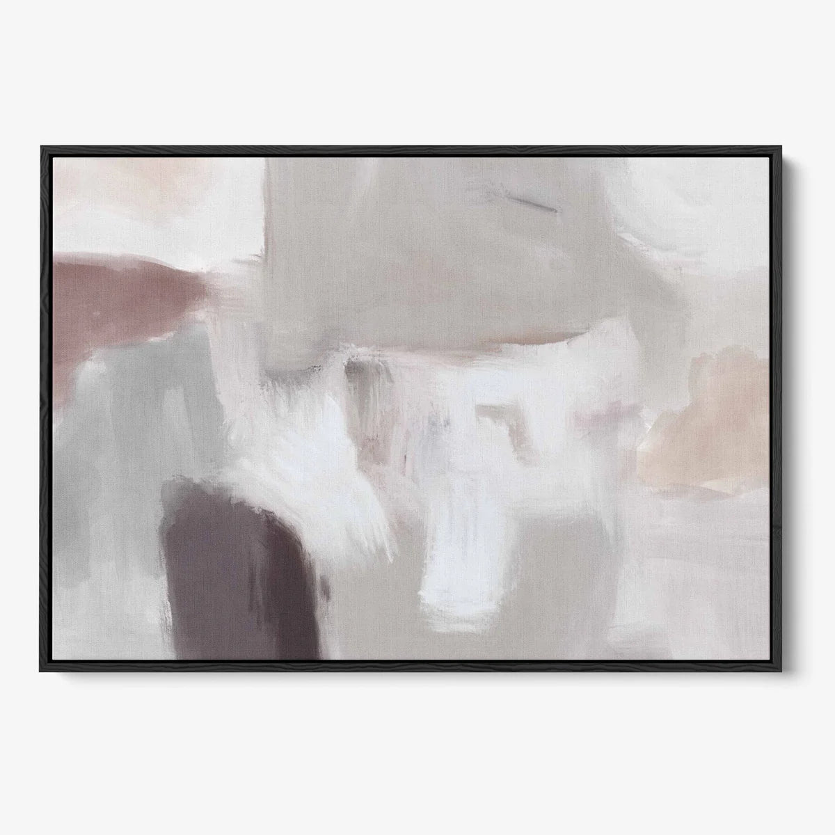 Grey Neutral Abstract Fog Framed Canvas, 50x70cm
