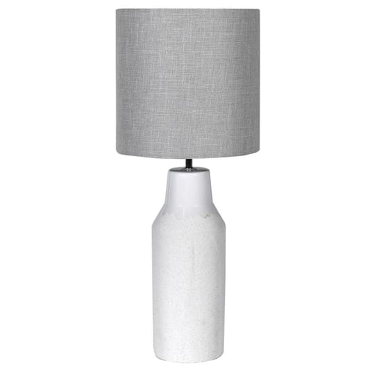White Ceramic Table Lamp with Grey Shade, 75x30cm
