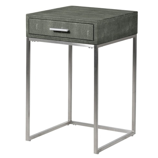 Faux Shagreen Leather Single Drawer Bedside, 64x40x40cm