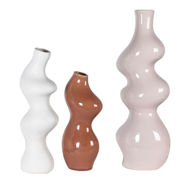 Triple Wavy Glazed Vases