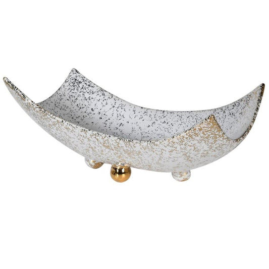 Large Gold Speckled Porcelain Dish