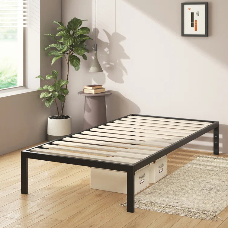 Cardella Minimalist Metal Platform Bed, Single, 189x90x26cm