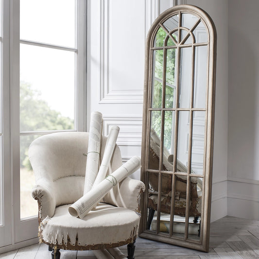 Natalia Wood Flat Floor Mirror, Brown, 180x60cm