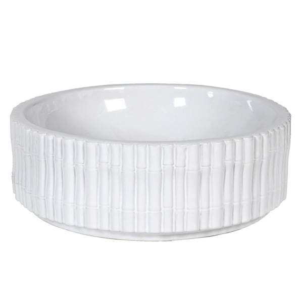 White Bamboo Effect Ceramic Bowl