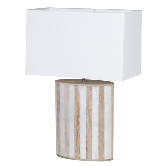 Wood and White Marble Lamp