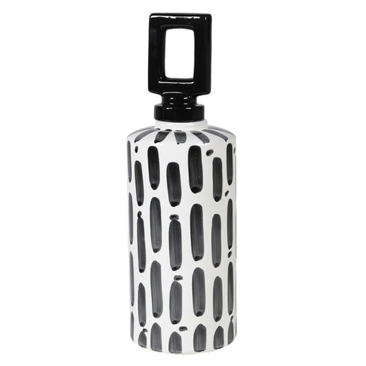 Black and White Square Lid Ceramic Jar