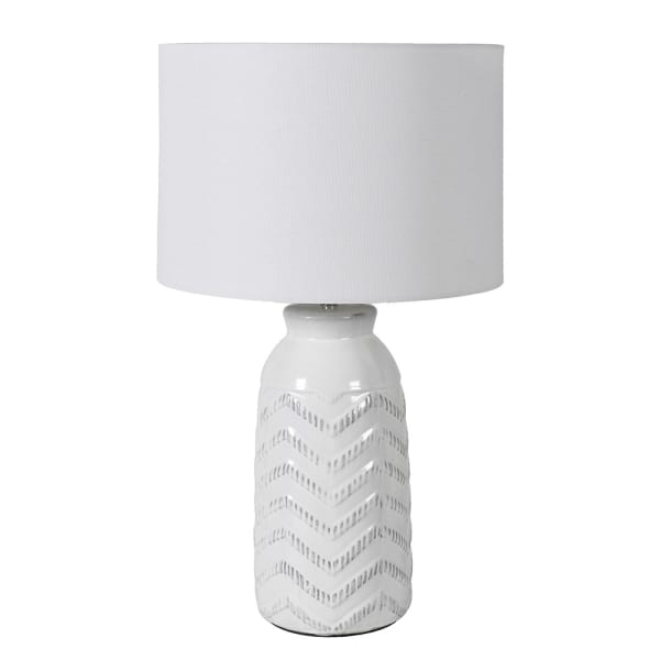 Grey Zigzag Table Lamp with Linen Shade, 62.5x36cm