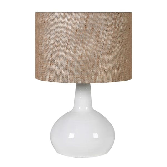 Ivory Bulbous Table Lamp with Linen Shade