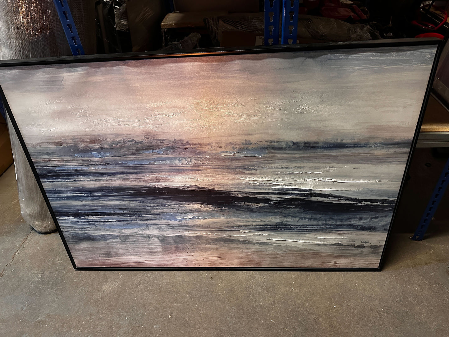 Blue Waves Summer Haze Framed Seascape Acrylic Canvas 120 x 80cm