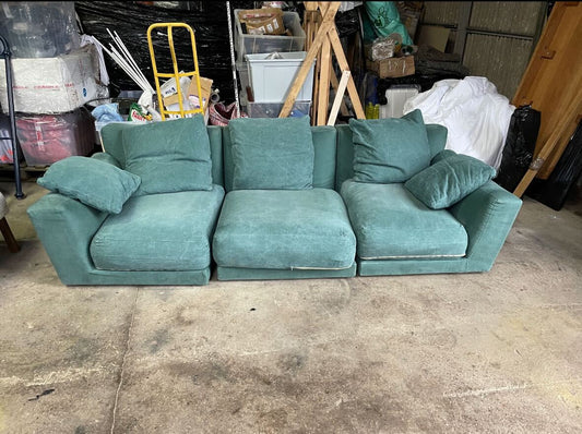 Dark Cyan 3 Seater Sofa, 85x260x105cm