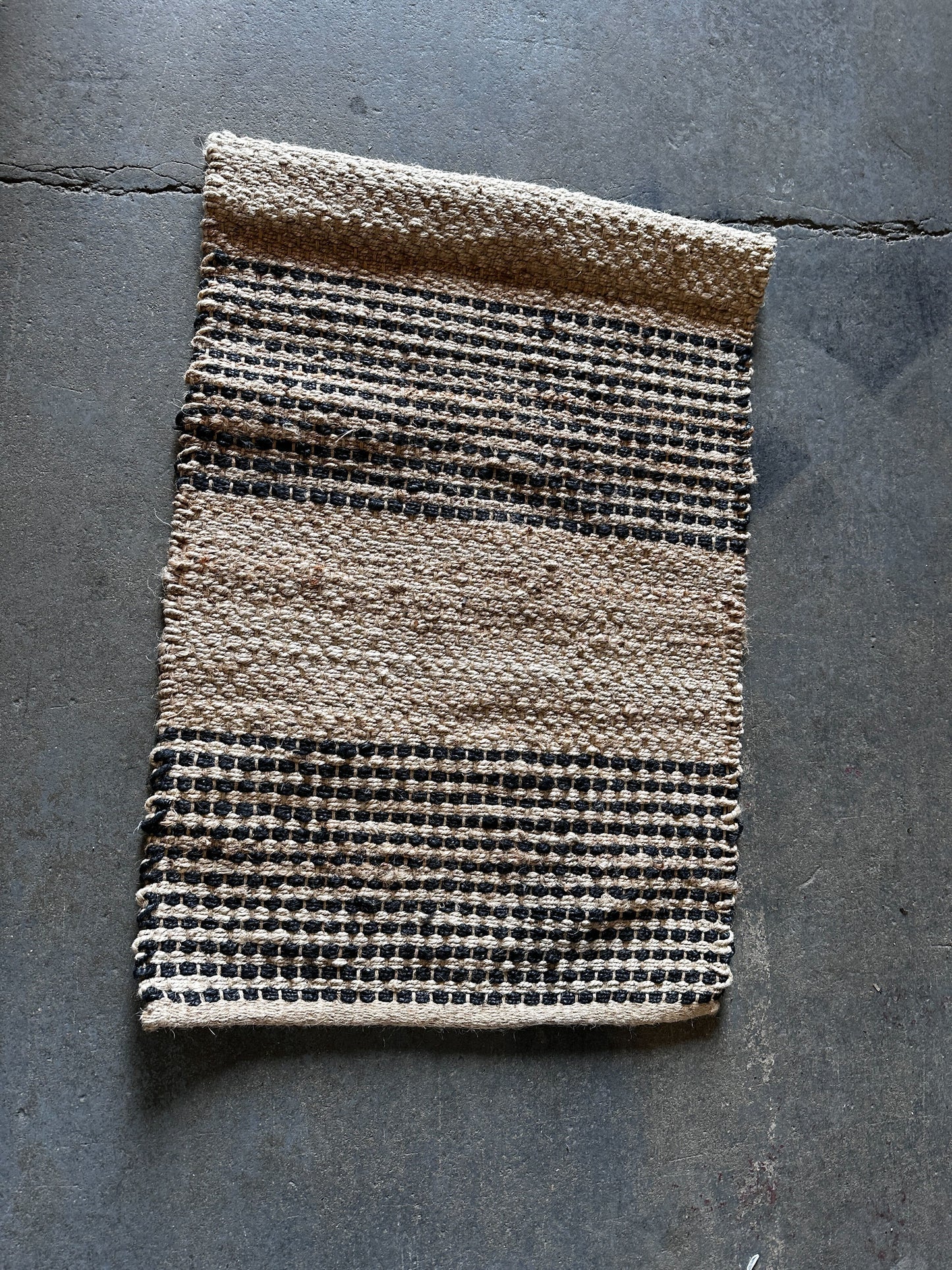 Nkuku Patuli Natural Fabric Wall Art Hanging in Natural and Black Jute Woven Design