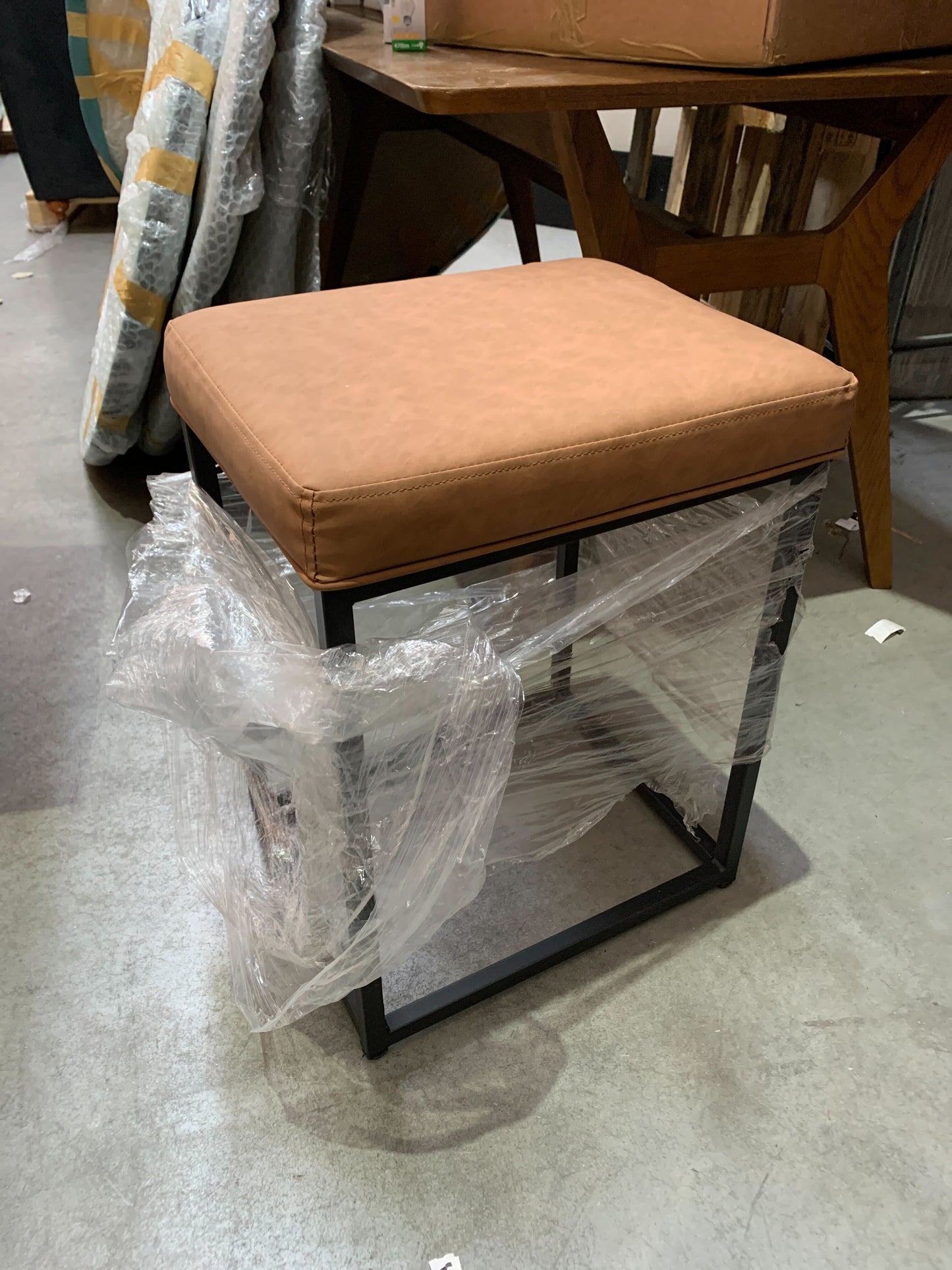 Leather Kitchen Stool, 46 X 39 X 60cm