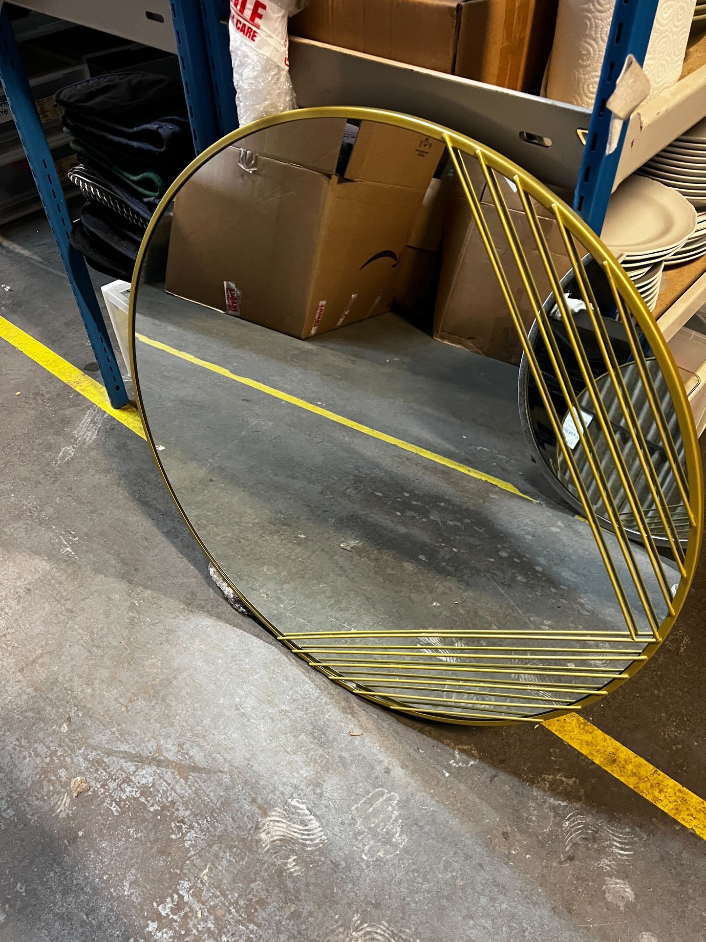 Round Gold Mirror with Pattern 80cm