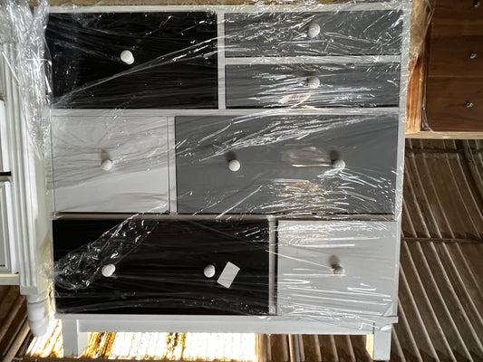 White, Grey and Black Chest of Drawers, 80x34x80cm