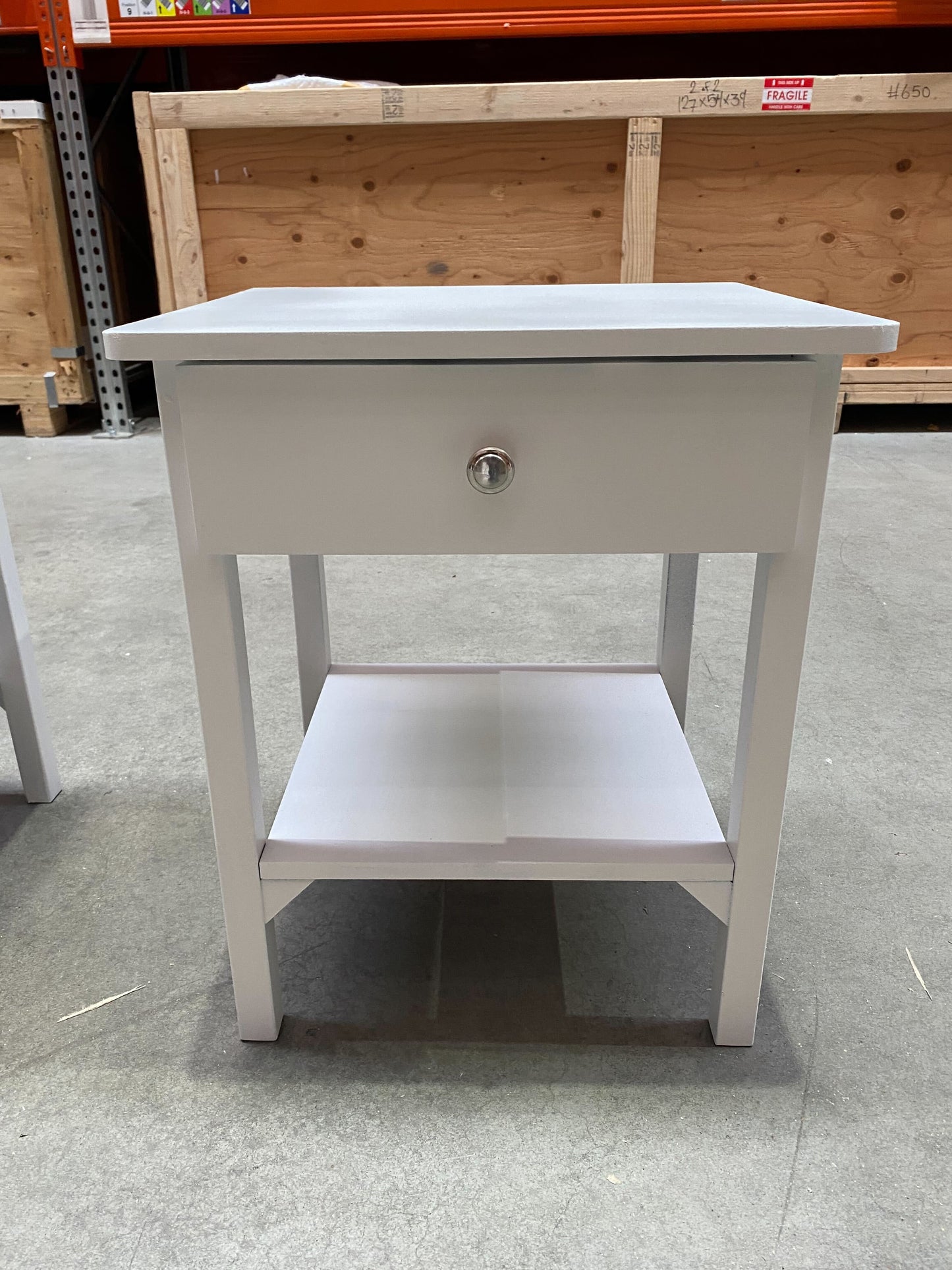 Willow Bedside Table - White, 55x45x40cm