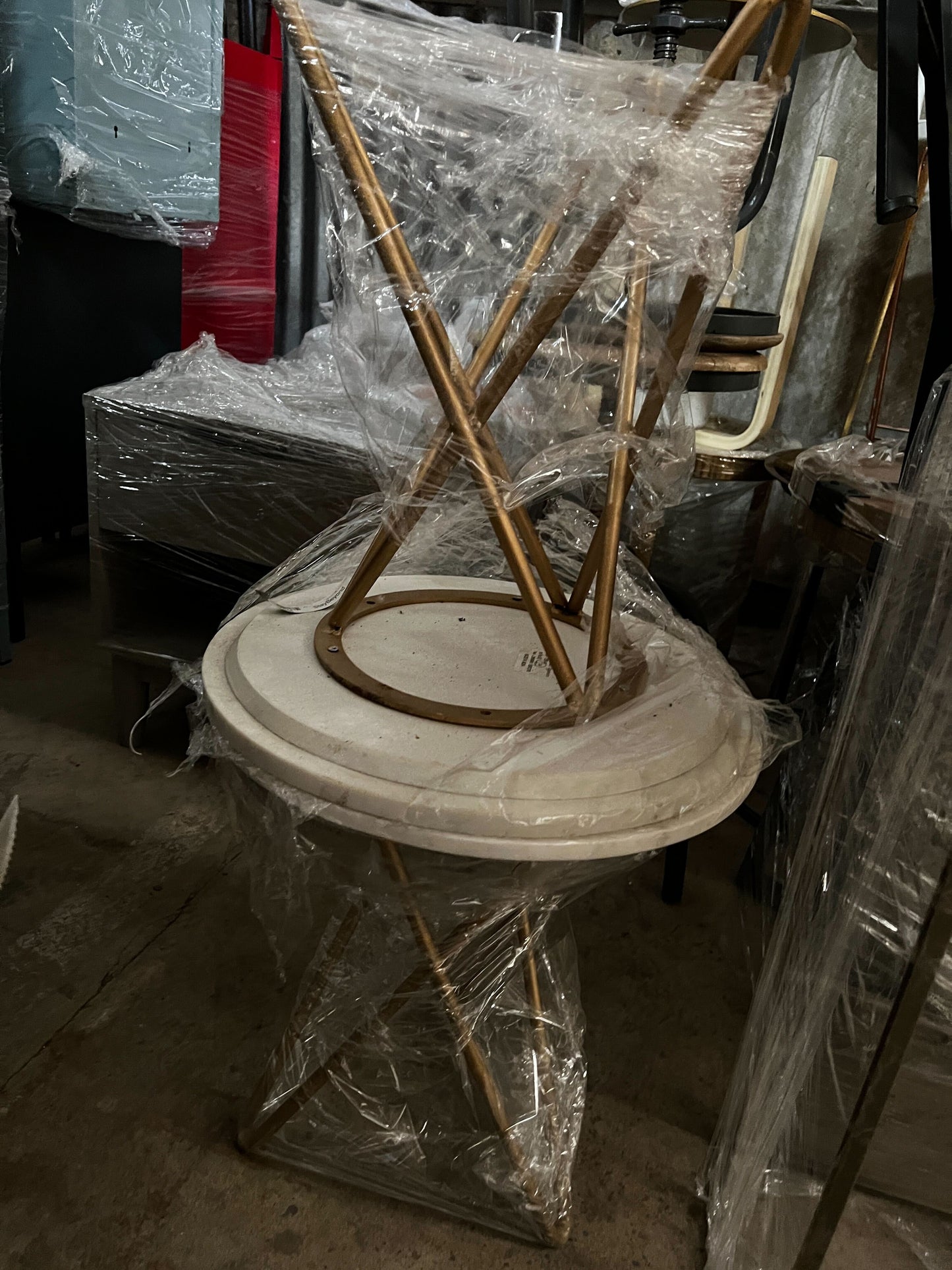 Marble Side Table with Brass Legs, 40x45cm