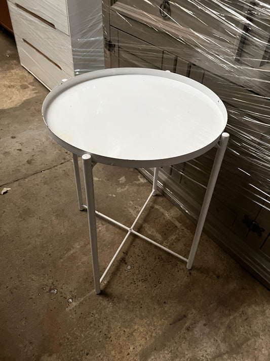 Metal Side Table, White, 52x45cm