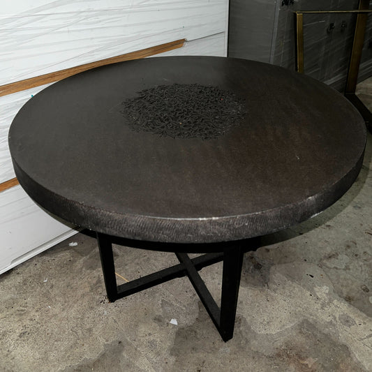 Ebony Coffee Table with Carving, 59x42cm