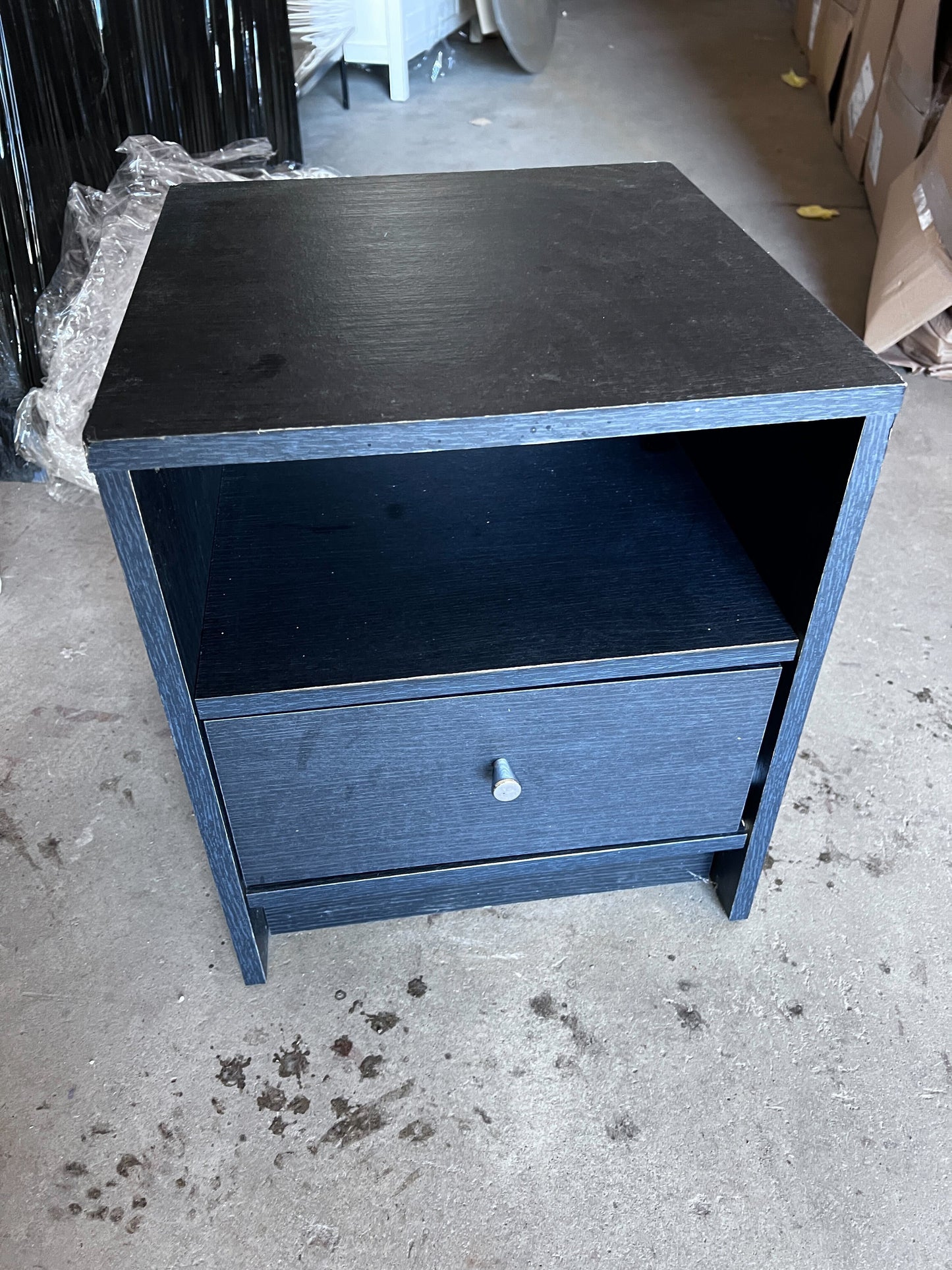 Black Bedside Table with 1 Drawer, 39x40x45cm