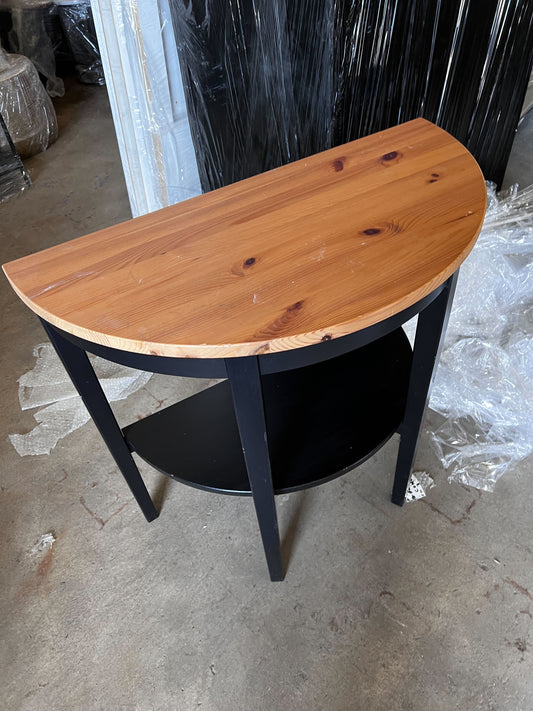 Curved Console Table, Black and Wood