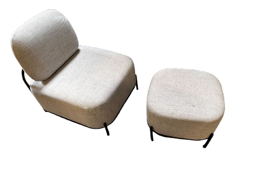 Light Grey Accent chair with matching stool