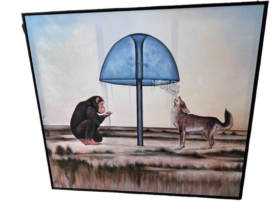 Monkey and Fox canvas, 154x139cm