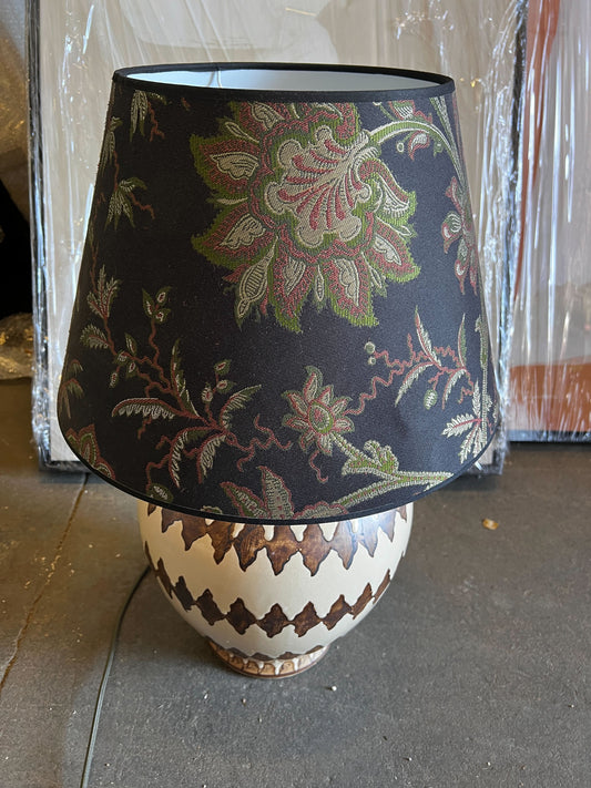Satre Table Lamp in Stone and Dark Terracotta Glaze