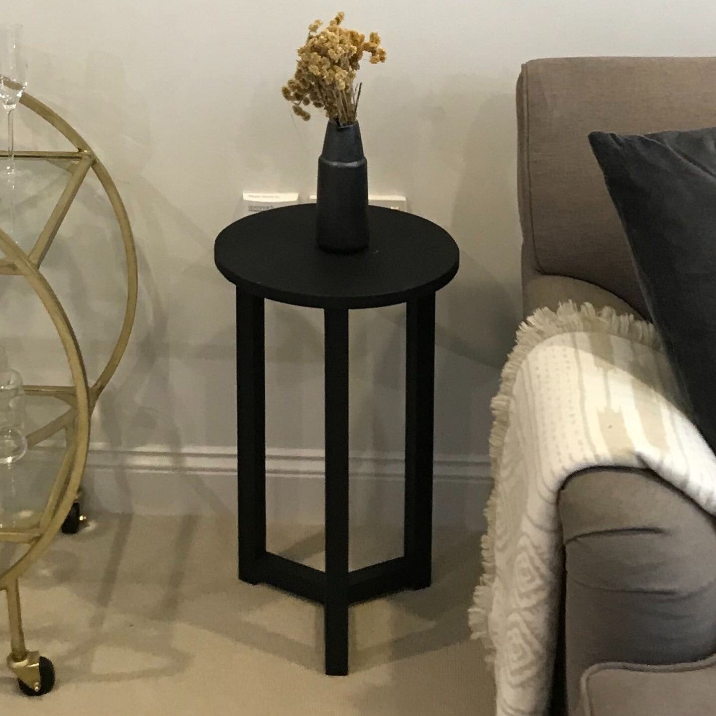 Black Round Side Table
