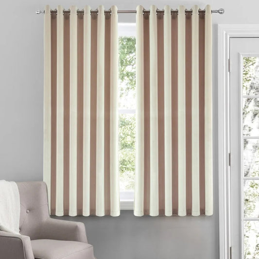 Imperial Rooms Crushed Velvet Eyelet Sheer Curtains (Set of 2) Beige