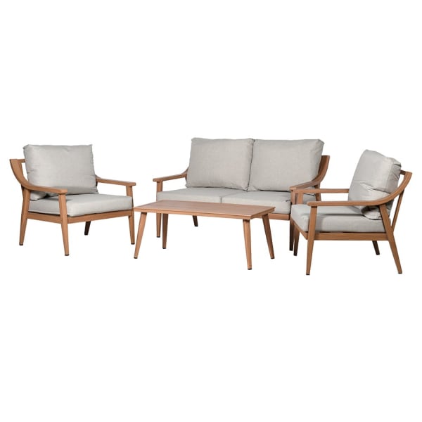 Geneva Wood Effect Sofa Set with Cushions