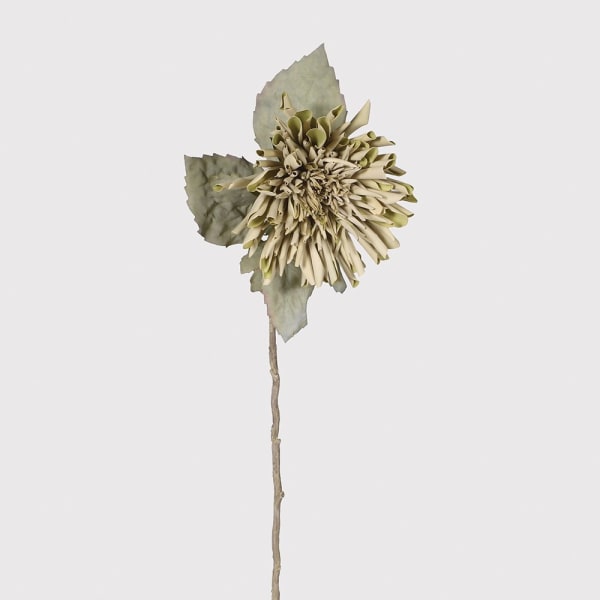 Beige Dahlia Spray with Leaves