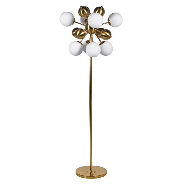 White Glass Ball and Gold Floor Lamp, 160x45x45cm