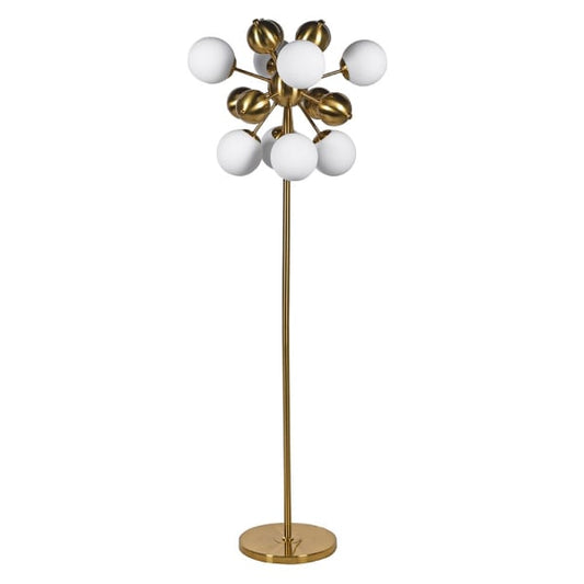 White Glass Ball and Gold Floor Lamp, 160x45x45cm