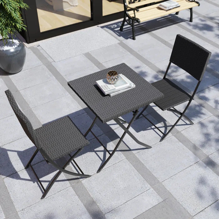 Latshaw Capri 2 Seater Rattan Bistro Set, Black
