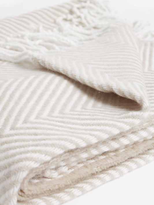 Herringbone Cosy Throw - Natural, 130x150