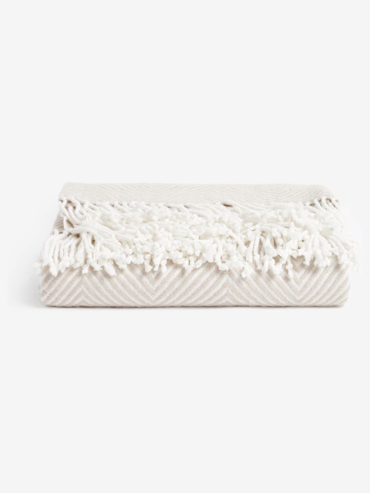 Herringbone Cosy Throw - Natural, 130x150