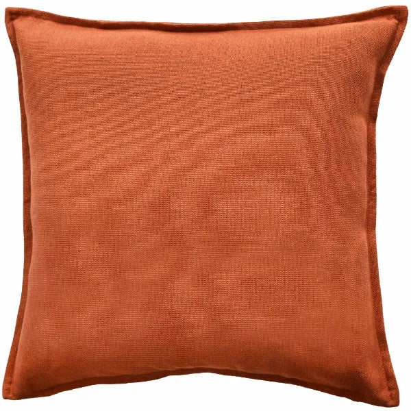 Malini Large Tia Rust Cushion POLY LINEN MIX WITH FLANGE RUST 50 X 50