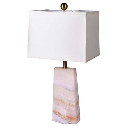 Elysees Tell Marble Table Lamp with Shade, 34 X 24cm