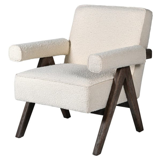 Ivory Boucle Armchair, 80x70x78cm