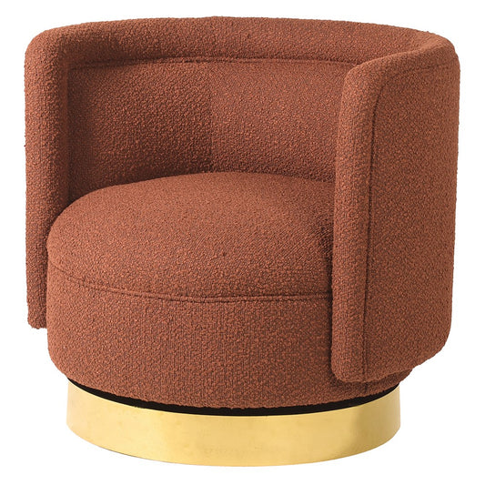 Rust Boucle Swivel Chair, H73 X W80 X D73CM
