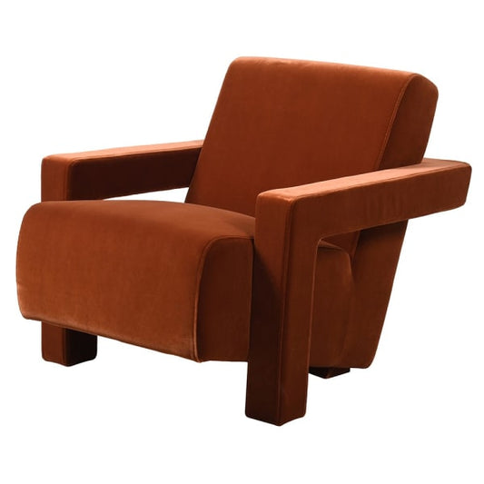 Ezra Burnt Orange Velvet Armchair, 72x75x93cm