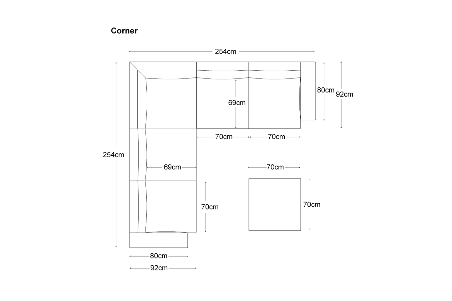 MODEL 03 Corner Sofa | Pumice, 71x254x254cm