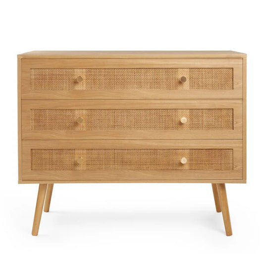 Mousoulita 3 - Drawer Rattan Chest of Drawers, 73x40x90cm