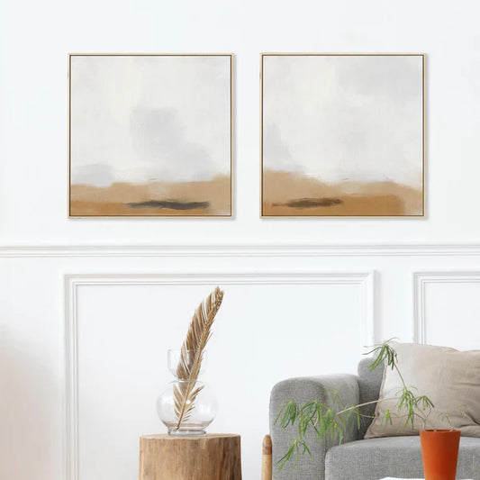 Neutral Desert Fog Canvas Set Of 2, 70x70cm